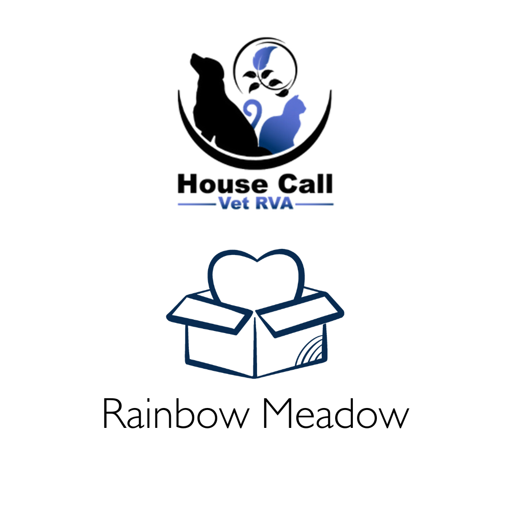 Logo of House Call Vet RVA and Rainbow Meadow Icon on a white background