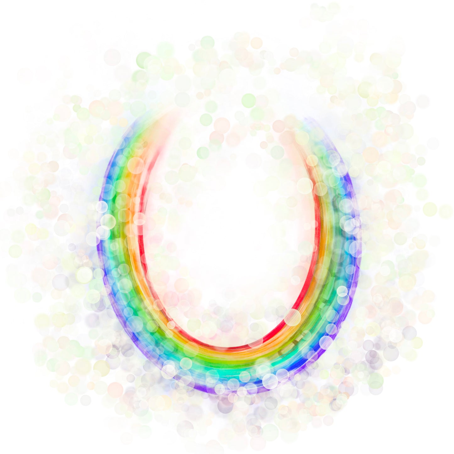 A colorful Rainbow Horseshoe motif card designed for Compassion & Care, customizable with a logo printed on the back for condolence cards.